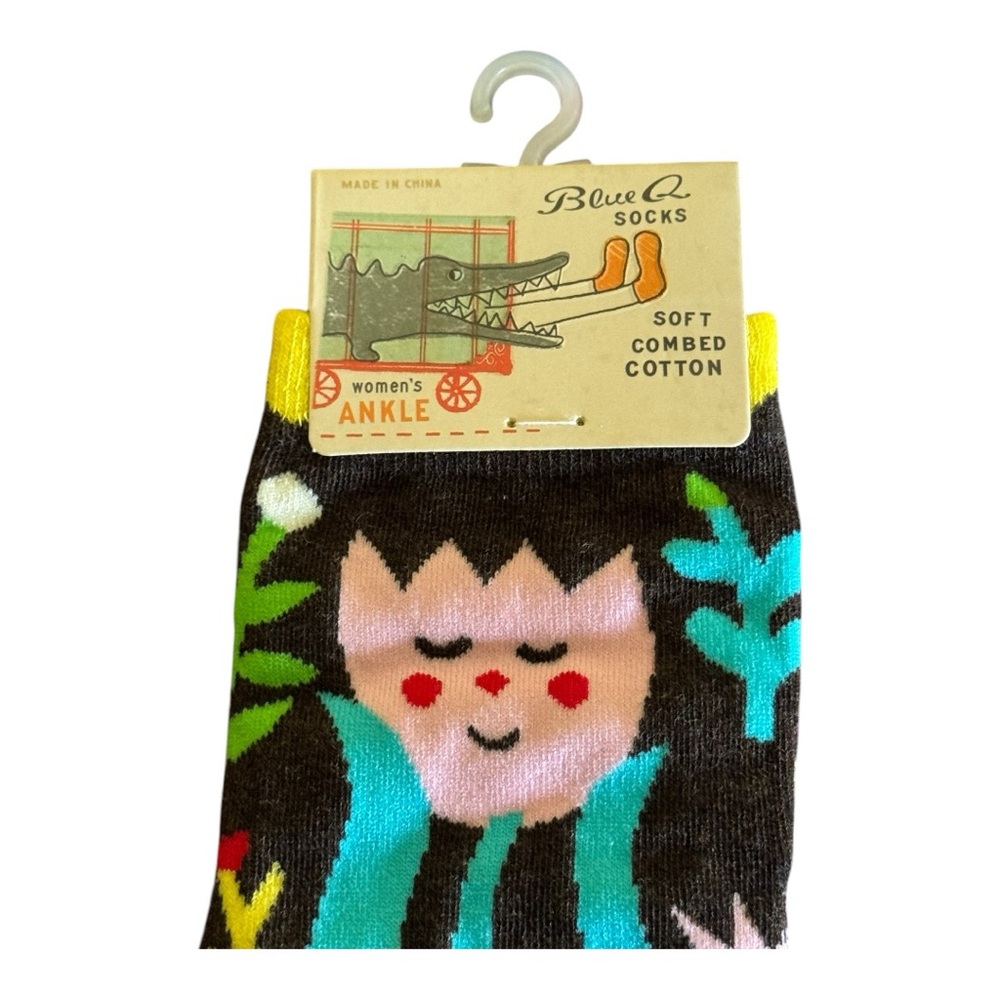 Blue Q “Look Who’s Blooming” women’s ankle socks colorful design New With Tags - Picture 6 of 9